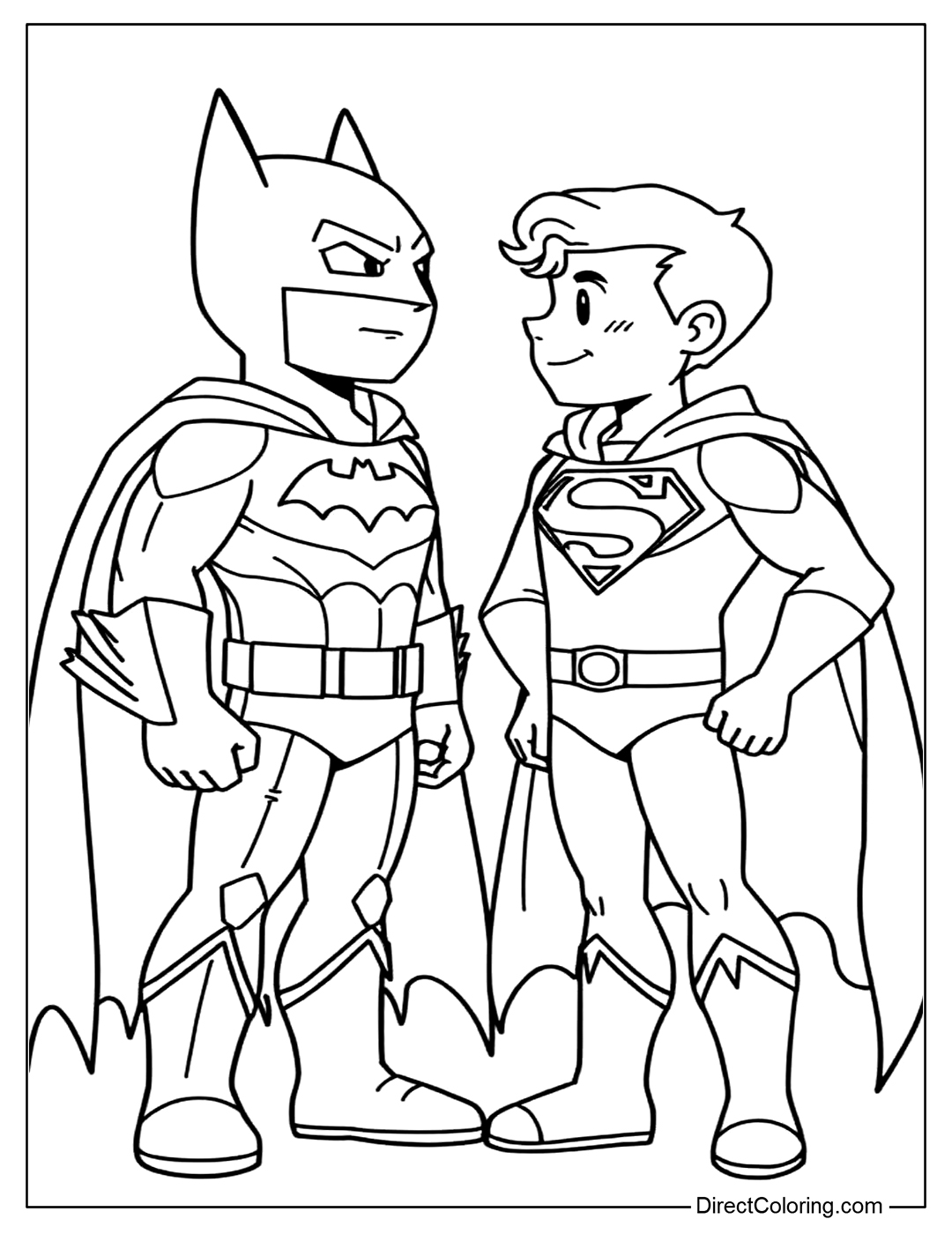 Batman with Superman Coloring Sheet